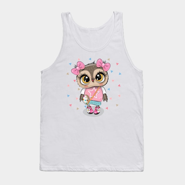 Cute little owl with bows and purse Tank Top by playmanko